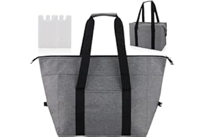 GUKASXI Duża torba chłodząca składana 20 l – składana torba na zakupy z 2 lodówkami, szara torba piknikowa z izolacją na kemping, do transportu żywności, torba termiczna do grillowania, wędkowania, aktywności