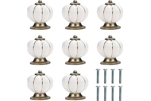 Kurtzy Pomos para Cajones Calabaza Blanco y Dorado con Tornillo (Pack de 8) 3,6 x 3,9 cm - Tiradores Vintage para Muebles en el Hogar y Oficina - Pomos Blancos Gabinete Cocina, Cajones y Alacena