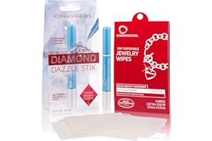 Connoisseurs Schmuckreiniger Set | Diamond Dazzle Stick und 6 Reinigungstücher | Jewelry Cleaner für Gold, Diamant, Platin und Silber | Siberputztuch