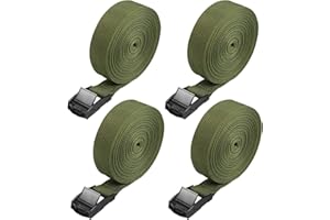 Hejo 4PCS Correa de Amarre,500x2.5CM Verde Ajustable Cinchas de Amarre Pequenas de Metal Aleación con Liberación Rápida A Prueba de Oxido Cinchas para Bicicletas, Motocicletas, Paquetes de Equipaje