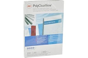 Gbc IB386848 PolyCLearView - Portada de encuadernación, 300 micras, Color Translúcida, Tamaño A4, Pack 100