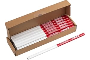 Meister Set di matite da carpentiere, 25 pezzi, lunghezza 240 mm, forma ovale, durezza media, ideale per disegnare e marcare, rosso e bianco, strumento di marcatura, matita da costruzione, 9446710