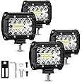 Timisea LED Pods Light Bar, 4 Inch 240W LED Light Bar,4PCS Quad Row LED Pods 12960LM Spot Flood Combo Off Road Light Triple Row LED Work Light Driving Fog Lamps for Pickup Truck ATV UTV SUV Boat Light