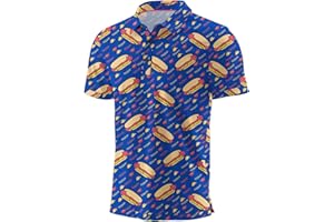 QIXING Summer Mens Golf Polo Shirts Moisture Wicking Printed Short Sleeve Quick Dry Polo T Shirts for Men Casual Golf Tops