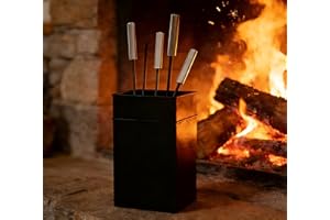 Kingson Set Elegante di Attrezzi per Camino Include Spazzola, Pala, Attizzatoio e Pinze con Manici in Acciaio Inox Design Raffinato per Bruciatori a Legna e Caminetti Set da Focolare