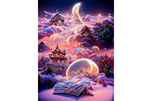 YZDZSW 5D Diamond Painting Kits, DIY Paint by Numbers for Adults, Cross Stitch Embroidery Rhinestone, DIY Full Round Drill Diamond Art Kits for Home Wall Decor 30x40cm (Dream Moon)