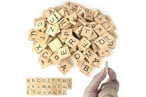 Nutabevr 130 Piezas A a Z Letras de Madera Rompecabezas, Educación Infantil, Juguetes Juegos Artesanía Alfabeto Madera, para Manualidades, decoración de Paredes, Juguetes para niños, DIY