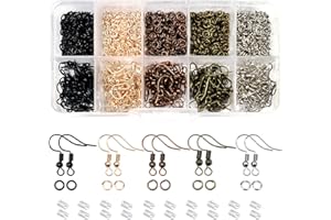 TOAOB THE ONE AND ONLY BABY TOAOB 1350 Pezzi Ganci per Orecchini Metallo Monachelle Orecchino 18mm Colorati 4 mm Anelli Aperti di Salto e 200 Chiusure Orecchin in Siliconi per Fai da Te Creazione di Gioielli Kit