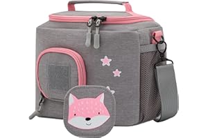 JP Journey Tasche für Toniebox - BoxBag für 10 Figuren und Box auf Reisen und im Auto, Klett (Grau-Rosa Fuchs)