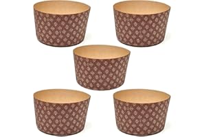 FAH FAMILY AT HOME Moule à Panettone Premium de Qualité 750gr (5pcs) - Caissettes à Panettone Professionnelles en Papier Ondulé Pure Cellulose au Micro-Ondes Conçues pour Panettone, Résistantes à la Chaleur 220°C