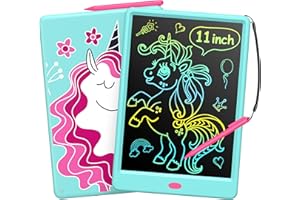 TECJOE LCD-Schreibtablett für Mädchen, Einhorn 11-Zoll-Zeichentabletts für Mädchen, Mädchenspielzeug-Doodle-Brett, Kinderreisespiele, Lernspielzeug, Weihnachtsgeburtstagsgeschenke (blau)