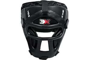 3X PROFESSIONAL CHOICE 3X Sports Caschetto per boxe Guardia per la testa MMA Allenamento Copricapo in pelle di mucca Muay Thai Protezione integrale per il viso Guardia Guance Protezione per le orecchie Kickboxing