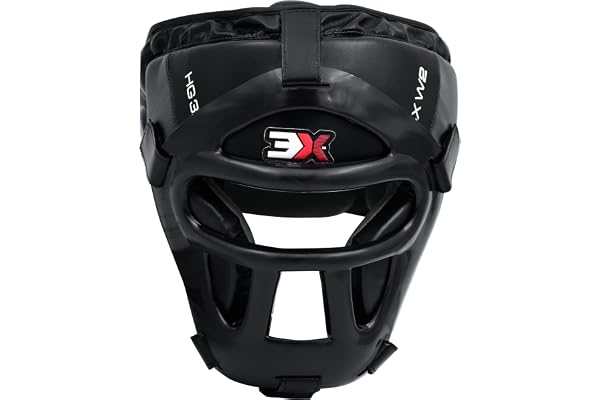 Lot de 3 Casques de Boxe Sports Grill pour entraînement MMA, Casque de Boxe pour Homme pour Protection du Visage et des Oreilles, Casque Adulte pour Arts Martiaux, Kickboxing, Sparring, Muay Thai