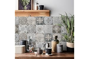 HORIWE Adesivi per piastrelle, a mosaico, 24 pezzi, in PVC, autoadesivi, impermeabili, per cucina, armadio, mobili, tavolo