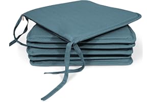 MANEMI Pack 6 Cojines para Silla 40x40x2cm - Cojín Decorativo con Textura de Bambú para Silla, Sofá o Comedor - Juego de Cojines de Asiento Estilo Rústico y Transpirable con Cintas de Sujeción,