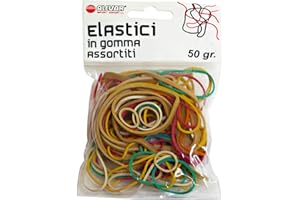 Alevar Elastici in Gomma da Ufficio, Misure e Colori Assortiti, Sacchetto da 50 gr