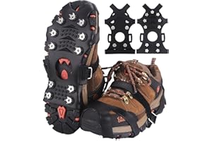 Trusiel Crampons Antidérapant sur Chaussures Bottes 11 Clous à Neige Grips Crampons pour la Marche Randonnée Alpinisme en Hiver pour Sécurité Marcher sur Neige et Glace Unisexe