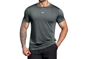 Boyzn Męskie koszulki treningowe UPF 50+ ochrona przed słońcem koszule do biegania sportowe sportowe z krótkim rękawem okrągły dekolt koszulka na siłownię dla mężczyzn