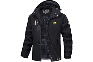 MAGCOMSEN Veste de ski imperméable pour hommes Veste polaire avec capuche coupe-vent pour randonnée extérieure