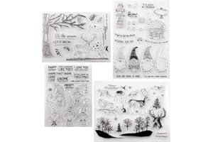 ‎FOLANVOFF Silikonstempel Weihnachten, 4 Blätter Clear Stamp Weihnachten, Frohe Weihnachten Stempel für DIY Bullet Journal Scrapbooking Fotoalbum