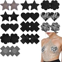 Pastilles Seins Tripetals - 12 Paires Autocollantes, Brillantes, Pour Festivals Ou Tenues Décolletées