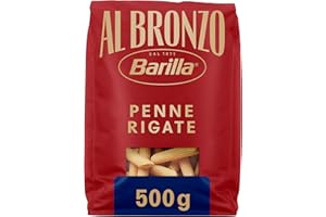 Barilla Pasta Al Bronzo Penne Rigate 100% Grano Italiano, Pasta Trafilata Al Bronzo con Lavorazione al Bronzo Grezzo, Ruvidità Intensa, Formato Spesso e Corposo, Alta Tenuta di Sugo e Cottura, 500 g