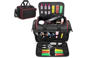 BAFASO Bolsa de Peluquería Grande con Divisores Ajustables, Bolsa de Almacenamiento para Herramientas de Peluquería (Solo Bolsa), Negro