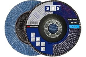 SBS® Fächerscheiben | ø 125 mm | Korn 40 | 10 Stück | INOX Blau für Winkelschleifer | Schleifmop Lamellenschleifer Schleifscheiben