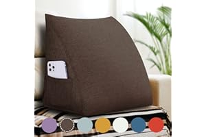 VERCART Kopfende Großes Rückenkissen, Bequemes Lesekissen und Rückenteil im Bett, 2 in 1 Rückenlehne und Kopfkissen, Langes XXL Kissen für Sofa, Couch, Wand und Palettenmöbel Leinen Bezug 45cm Braun