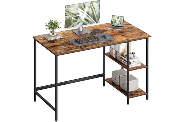 VASAGLE Bureau d'Ordinateur, 120 x 60 x 76 cm, Table Informatique, Style Moderne, pour Bureau à Domicile, Chambre à Coucher, Salon, Marron Rustique et Noir d'encre LWD47X