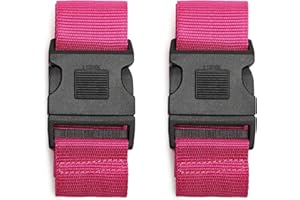 CALIFORNIA REPUBLIC 2 Stück / 4 Stück Gepäckgurte, verstellbare Koffergurte mit Namensschild, Reisezubehör für Koffer in leuchtenden Farben (4pcs Pink)