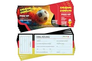 LUCKEEY 12x Einladungskarten Kindergeburtstag Fussball Eintrittskarte - Coole Einladungskarten Kindergeburtstag Junge Mädchen - Ideal für Sportveranstaltungen und Fußballpartys