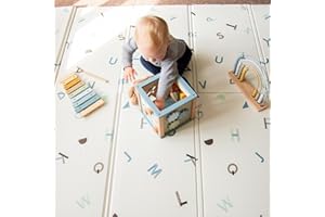 KandyToys 1.98m x 1.48m Folding Alphabet Baby Mat | Thick Padded XPE Baby Crawl Mat | Waterproof | Safe