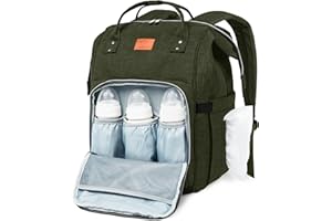 KeaBabies Wickeltasche mit Wickelunterlage - Wickelrucksack Baby für Jungen, Mädchen, Wasserdichter Multifunktions Diaper Bag, Wickelrucksack groß für Kinder, Baby Taschen für Mama (Dark Olive)