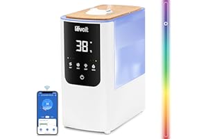 ‎LEVOIT LEVOIT Smart Luftbefeuchter, Warm&Kalter Nebel max 550 ml/h, 4,5L Humidifier bis 40㎡ 45H, 26dB Aroma Raumbefeuchter mit Nachtlicht für Schlafzimmer Kinderzimmer und Pflanzen, Exklusiv bei Amazon,Weiß