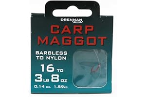 Drennan Carp Maggot Hooks To Nylon Barbless 16 To 3lb 8oz Qty 8