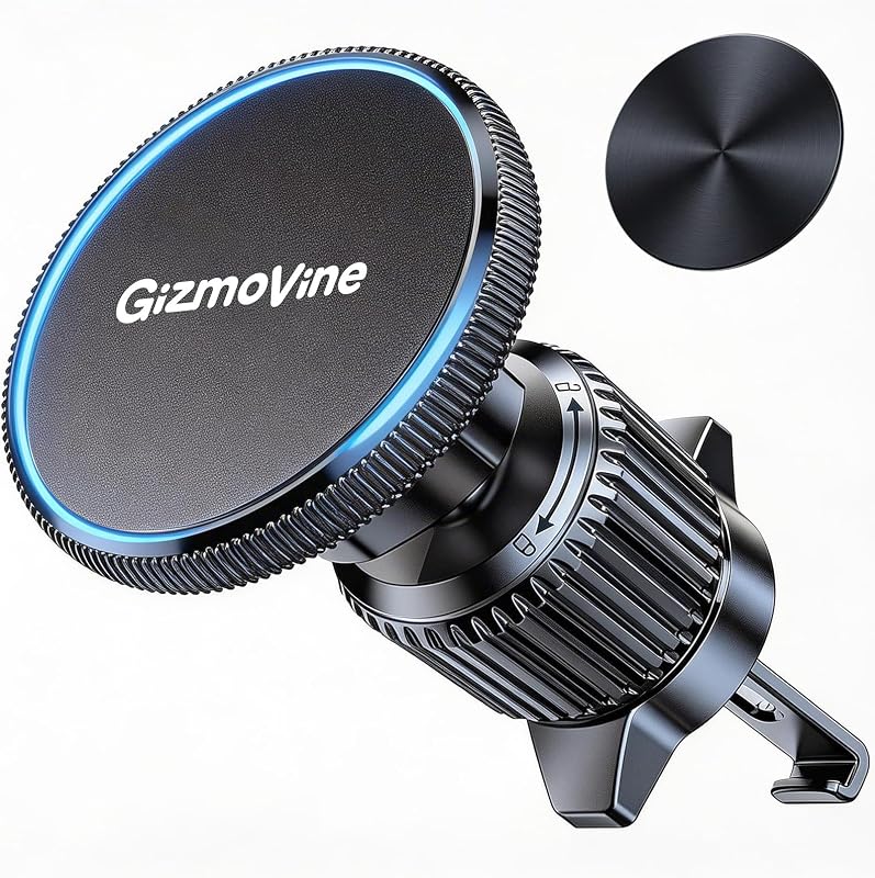 GizmoVine [20x N52 Strongest Magnets MagSafe Car Phone Holder, 2026 Upgraded Metal Hook Air Vent Mount, 360° Magnetic Car Mount Compatible with iPhone 17 16 15 14 13 12 Pro Max & MagSafe Case