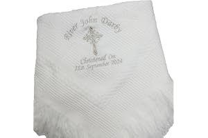 inspired creative design Personalised Embroidered Baby Shawl. This Pretty White Christening/Baptism/Naming Day shawl, Keepsak