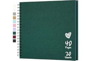 Hiwhy Scrapbook 10x10 Inch DIY Scrapbook Album Hardcover Kraft Paper Scrap Book Photo Albums 20 Sheets Memory Book for Family Wedding, Dark Green