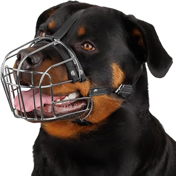 BRONZEDOG Rottweiler Dog Muzzle Wire Basket with Adjustable