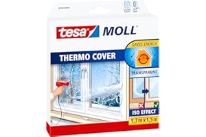 tesamoll Thermo Cover, Cubierta Transparente para el Aislamiento Térmico de Ventanas, Incluye Cinta Adhesiva Doble Cara para una Fácil Instalación, 1.7 m x 1.5 m