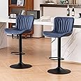 Kidol & Shellder Bar Stools Set of 2 Modern Barstools Adjustable Swivel Faux Leather Counter Stools Wing Back Breakfast Bar Chairs, Purple, 3-5 Mins to Assemble