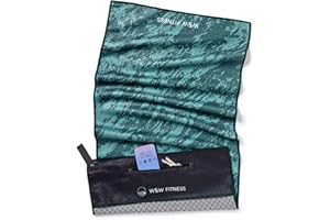 WOODSANDWAVES Serviette de Sport Intelligente en Pet recyclé - avec Clip magnétique, antidérapant et Sac - 10 Designs créatifs pour la Salle de Gym, Le Yoga et Le Sport (90 x 45 cm).