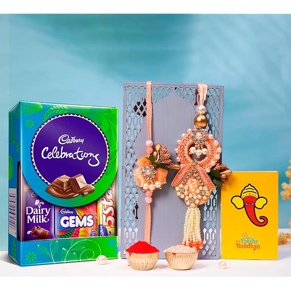 Chocozone Rakhi Set For Brother & Bhabhi | Rakhi Lumba, Roli Chawal Teeka Combo - Traditional Rakshabandhan Gift - View #11