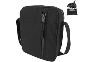 MIALAND Bolso hombre pequeño - FABRICADO EN ESPAÑA - Mariconera hombre - Bolsos hombre - Tela Resistente y Repelente al Agua - Cremalleras Duraderas - Color Negro - bandolera hombre pequeña 18*15*5.5 cm -