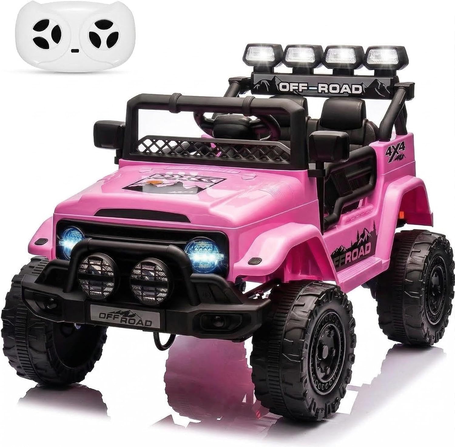 GarveeMore Coche Electrico para Niños 12V - Carro Electrico Infantil con Mando Remoto 2,4G, Música, Antivibración, Ruedas Anchas, 3 Velocidades y Luces LED - para Niños 3-5 Años, Rosa