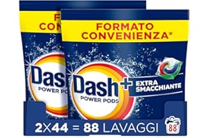 Dash Power Pods Detersivo Lavatrice In Capsule, Extra Smacchiante, 88 Lavaggi (2x44), Rimuove anche le macchie secche da 7 giorni, per una pulizia impeccabile
