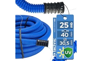 25 Meter-Flexibel Korrugerad Slang Diameter 40 mm (25 m) IP56 450N Blå UV