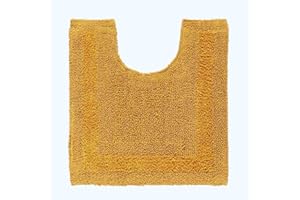 Homescapes Premium WC-Vorleger senfgelb, Baumwoll-Badematte 50x55 cm mit Wende-Design, WC-Teppich mit Ausschnitt