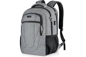 BIKROD Mochila Hombre y Mujer, Grande Mochila Escolar Impermeable, Mochilas Portátil 17.3 Pulgadas Ordenador Backpack con Puerto USB, Mochila de Viaje Gris